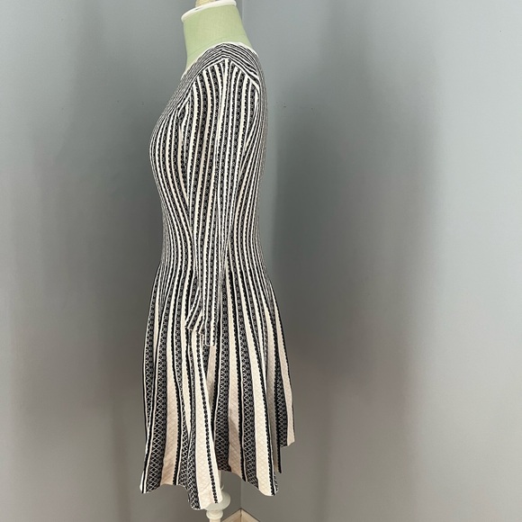 Gianni Bini Black White Striped Long Sleeve Knit Sweater Midi Dress - Picture 3 of 6